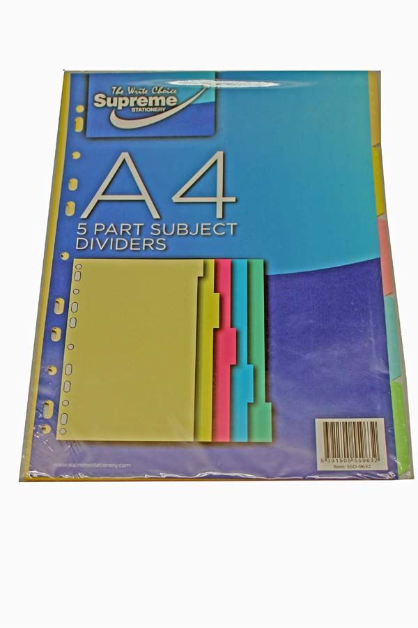 Subject Dividers A4 5 part