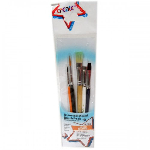 Paint Brush Pack Assorted Mixed 5 Create