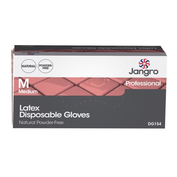 Jangro Disposable Powder Free Latex Gloves - Medium (100) DG154-M