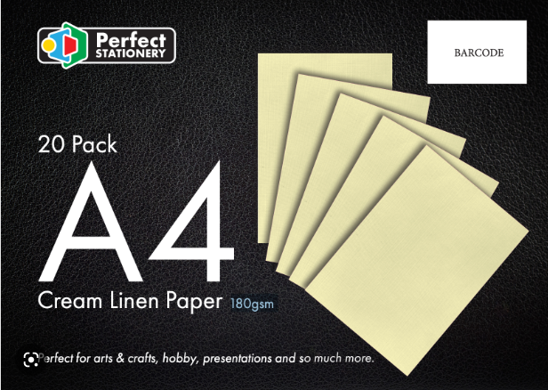 A4 Card Cream Linen 20 Pack 180gsm