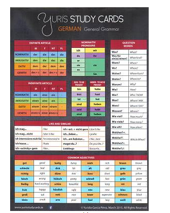 Yuri's Study Card German General Grammar