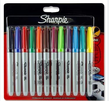 Permanent Fine Markers 12 Pack Carded