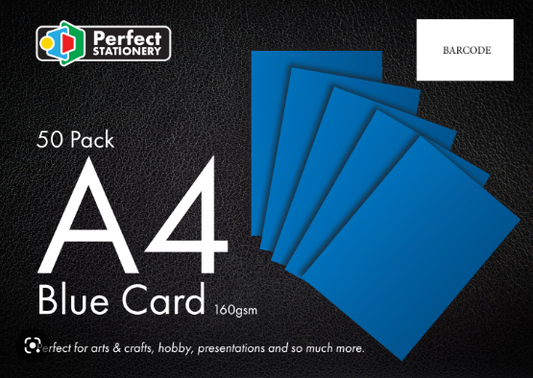 A4 Card Blue 50 Pack 160gsm