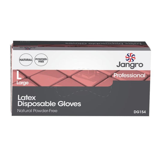 Jangro Disposable Powder Free Latex Gloves - Large (100)