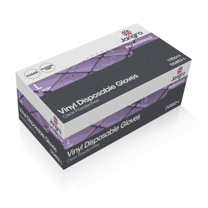 Jangro Disposable Powder Free Vinyl Gloves - Large (100)