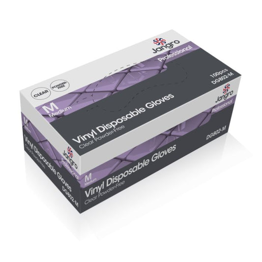 Jangro Disposable Powder Free Vinyl Gloves - Medium (100)