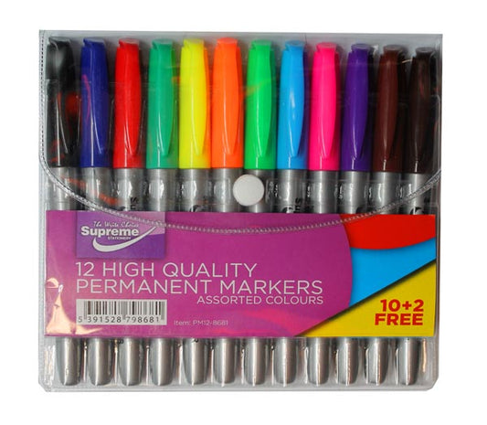 Permanent Markers Assorted 12 Pack Supreme