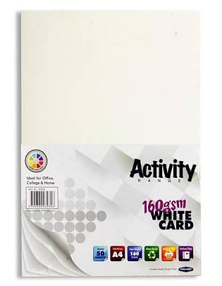 A4 Card White 50 Pack 160gsm