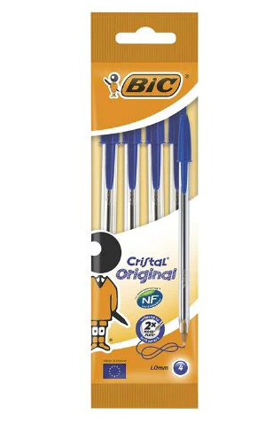 Ballpoint Pen BIC Cristal Blue 4 Pack
