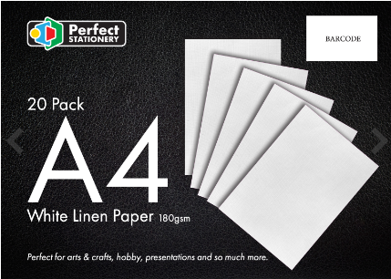 A4 Card White Linen 20 Pack 180gsm