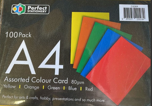 A4 Paper Assorted Colours 100 Pack 80gsm