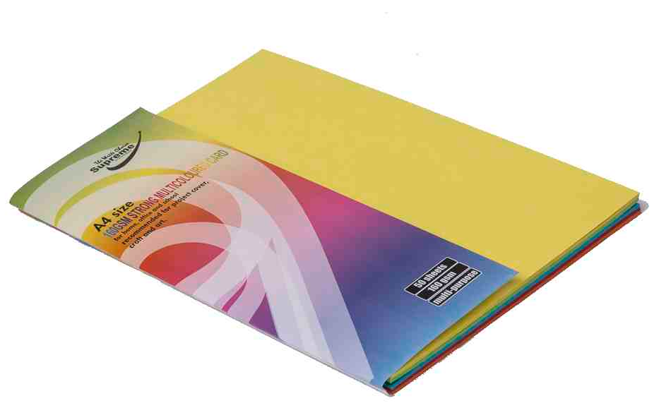 A4 Card Assorted Colours 50 Pack 160gsm