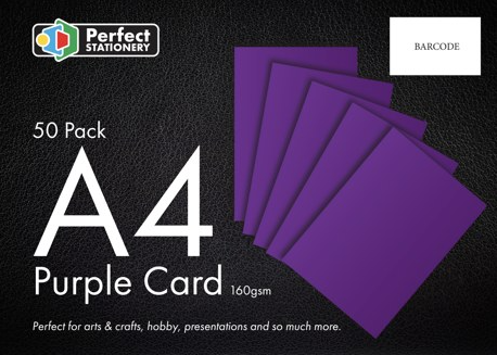 A4 Card Purple 50 Pack 160gsm