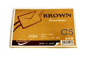 Envelopes C5 Brown 20 Pack