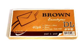 Envelopes DL Brown 40 Pack