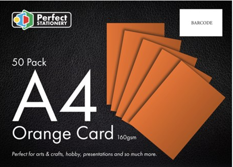 A4 Card Orange 50 Pack 160gsm