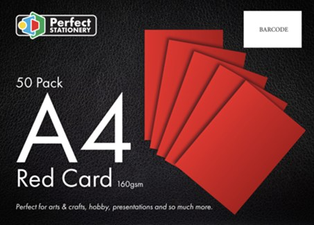 A4 Card Red 50 Pack 160gsm