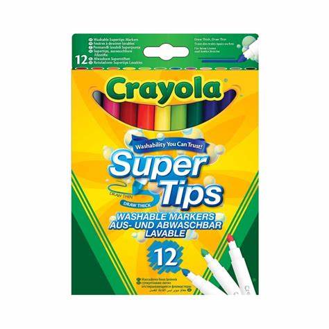 Markers Super Tips Washable 12 Pack Crayola