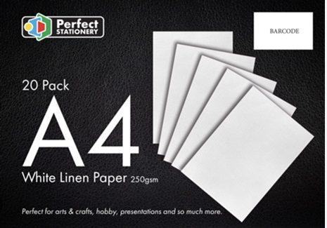 A4 Card White Linen 20 Pack 250gsm
